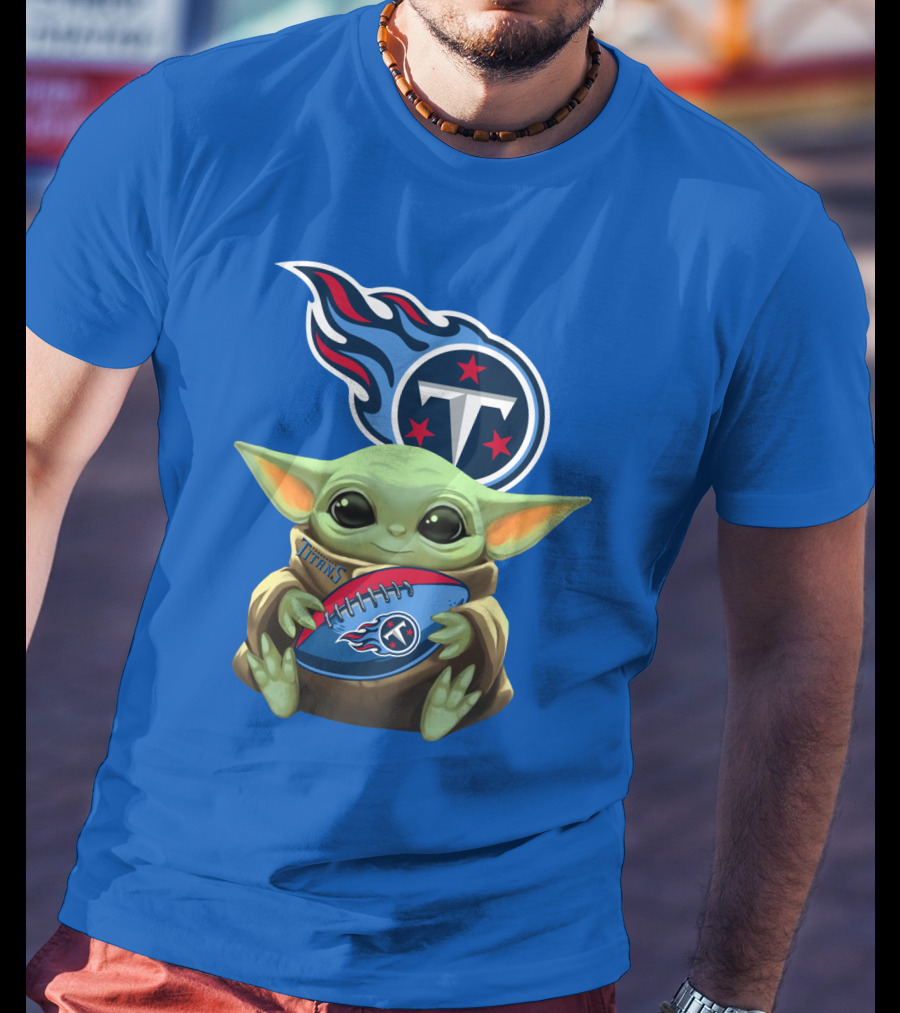 Tennessee Titans Baby Yoda Football T-Shirt