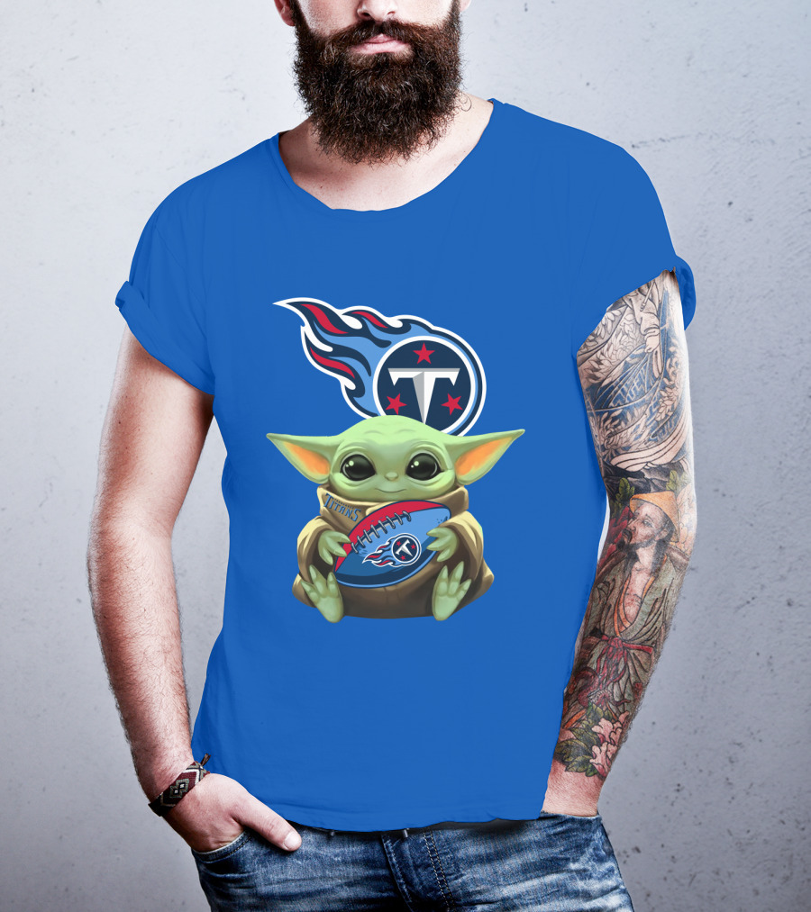 Tennessee Titans Baby Yoda Football T-Shirt