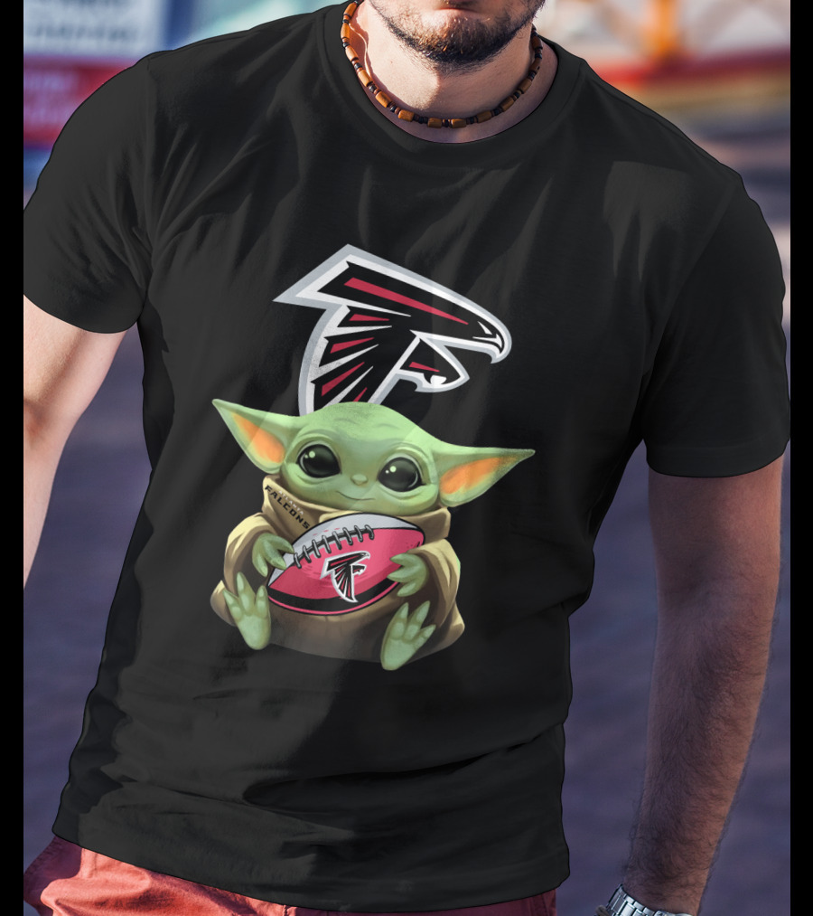 Atlanta Falcons Baby Yoda Football T-Shirt