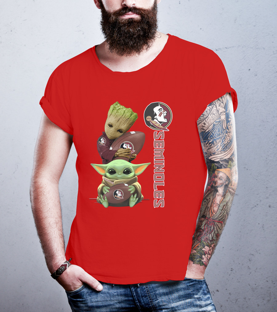 Seminoles Baby Groot And Baby Yoda Football Collaboration T-Shirt