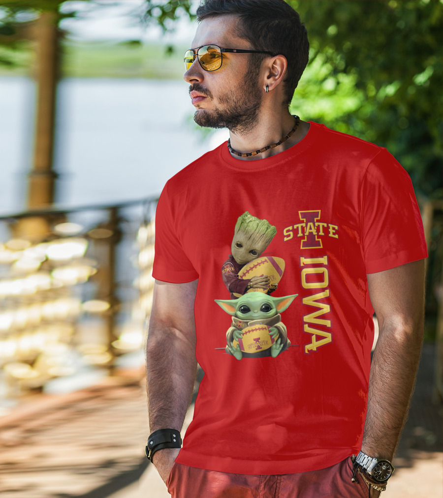 Iowa State Groot And Baby Yoda Football T-Shirt