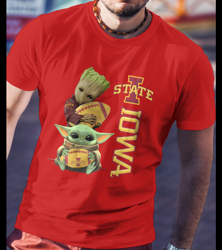 Iowa State Groot And Baby Yoda Football T-Shirt