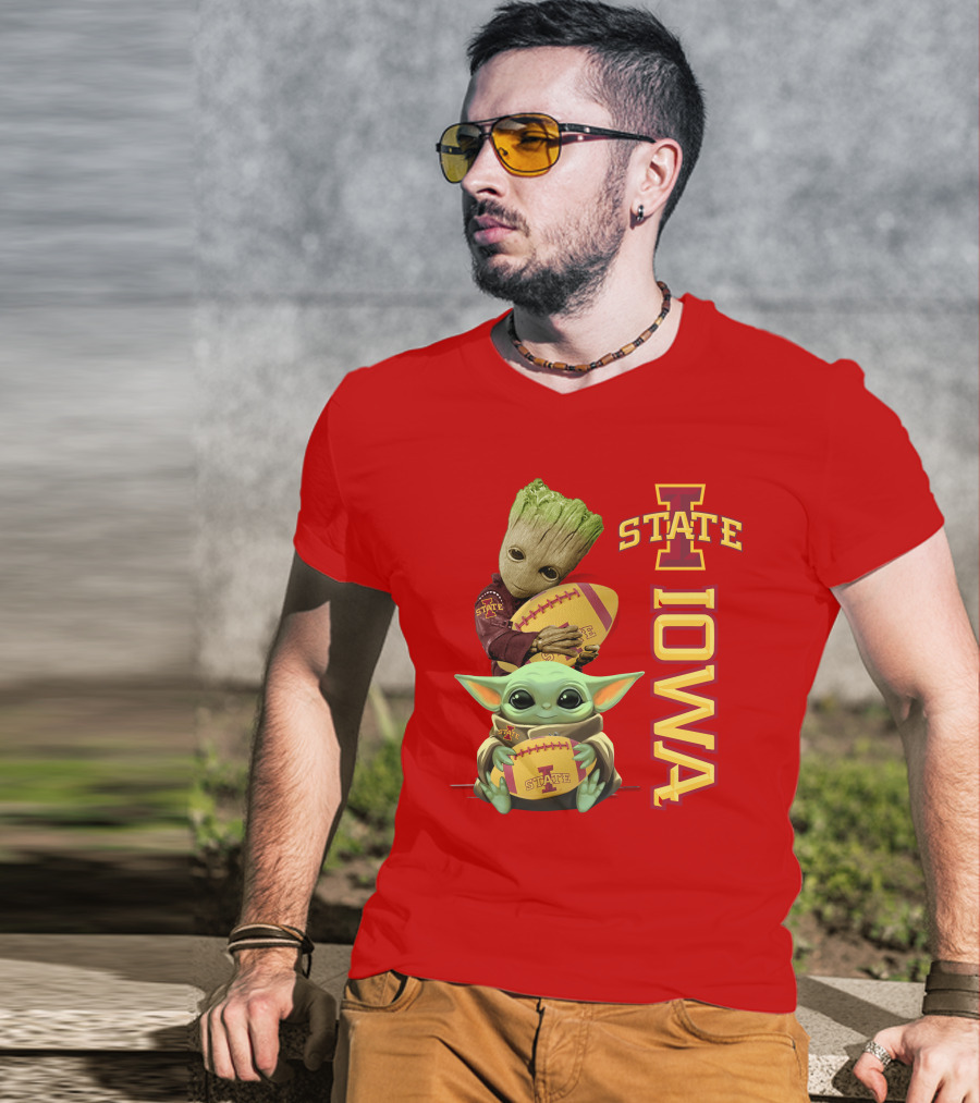 Iowa State Groot And Baby Yoda Football T-Shirt