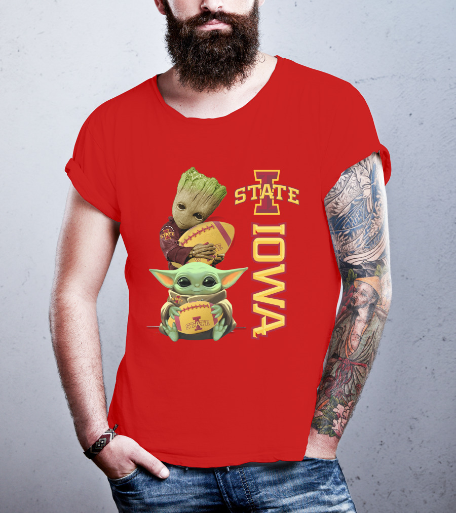 Iowa State Groot And Baby Yoda Football T-Shirt