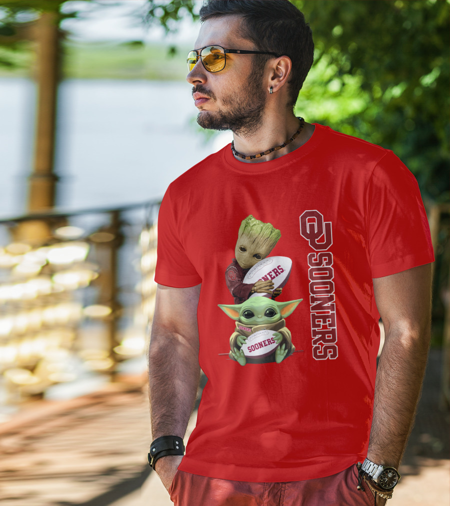 Ou Sooners Groot Baby Yoda Football T-Shirt