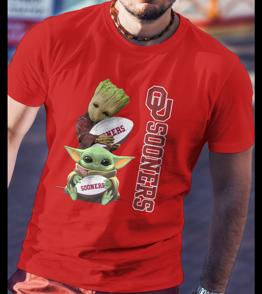 Ou Sooners Groot Baby Yoda Football T-Shirt