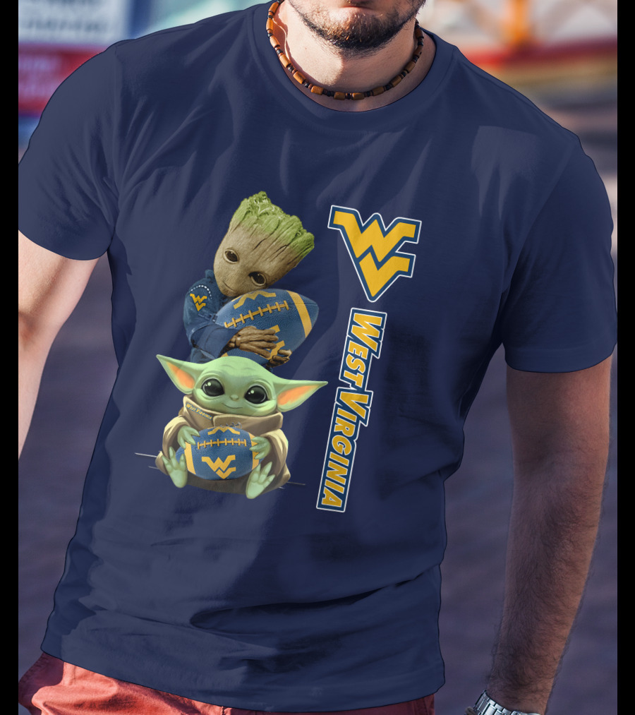 Groot And Baby Yoda West Virginia Mountaineers T-Shirt