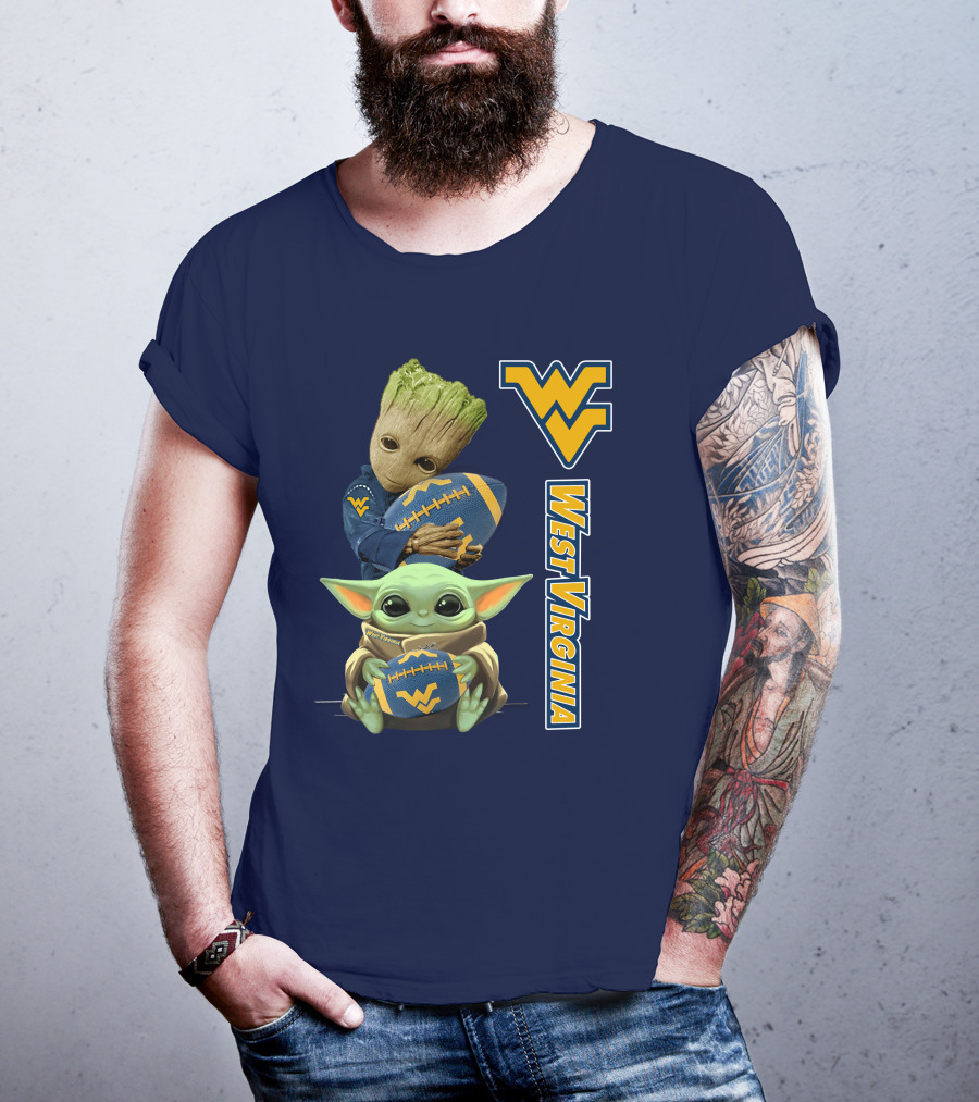Groot And Baby Yoda West Virginia Mountaineers T-Shirt