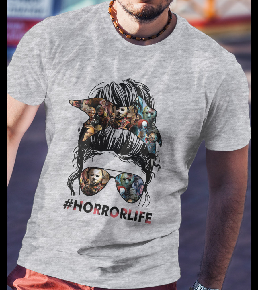 HorrorLife Messy Bun Iconic Horror Characters T-Shirt