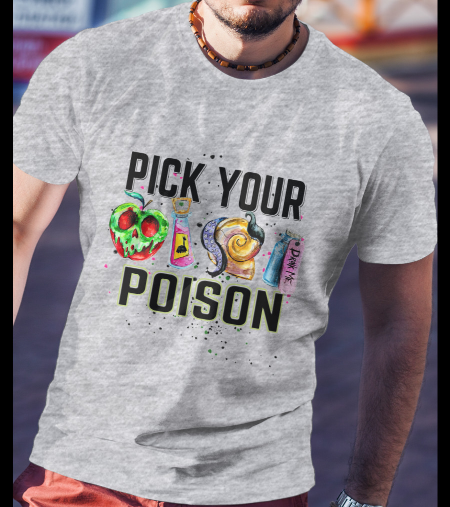 Pick Your Poison Halloween Skull Apple Potion Snail Drink Me T-Shirt
