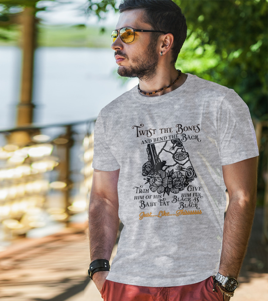 Twist The Bones Black Cat Floral Just Like Thissssss T-Shirt