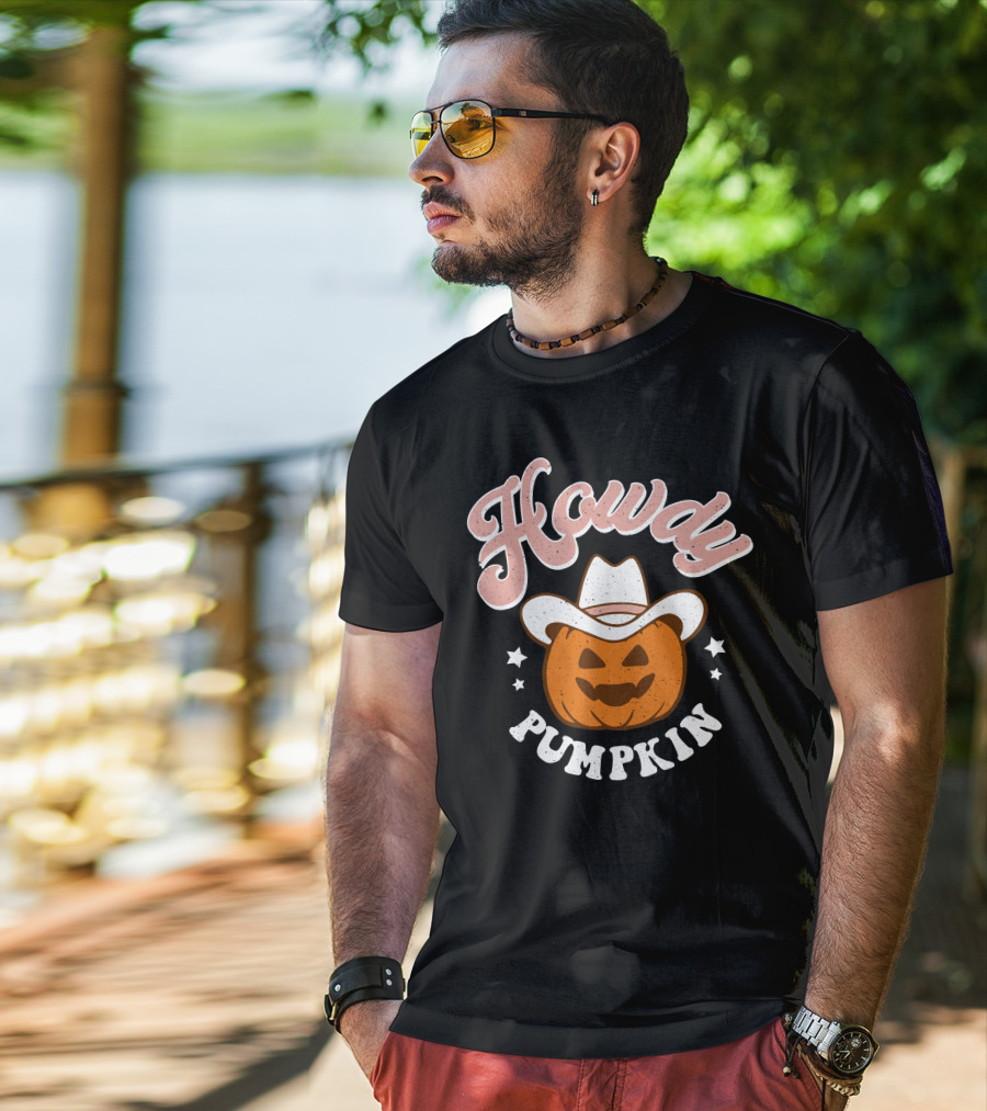 Howdy Pumpkin Halloween Western Cowboy Jack-o'-Lantern T-Shirt