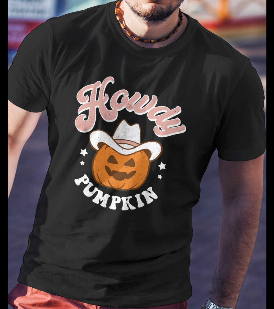Howdy Pumpkin Halloween Western Cowboy Jack-o'-Lantern T-Shirt