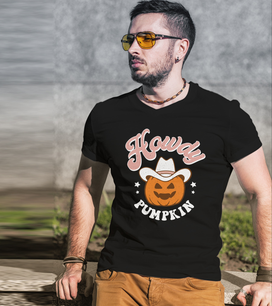 Howdy Pumpkin Halloween Western Cowboy Jack-o'-Lantern T-Shirt