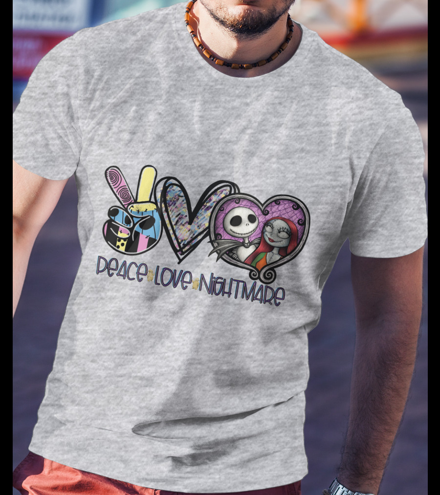 Peace Love Nightmare Before Christmas Halloween T-Shirt