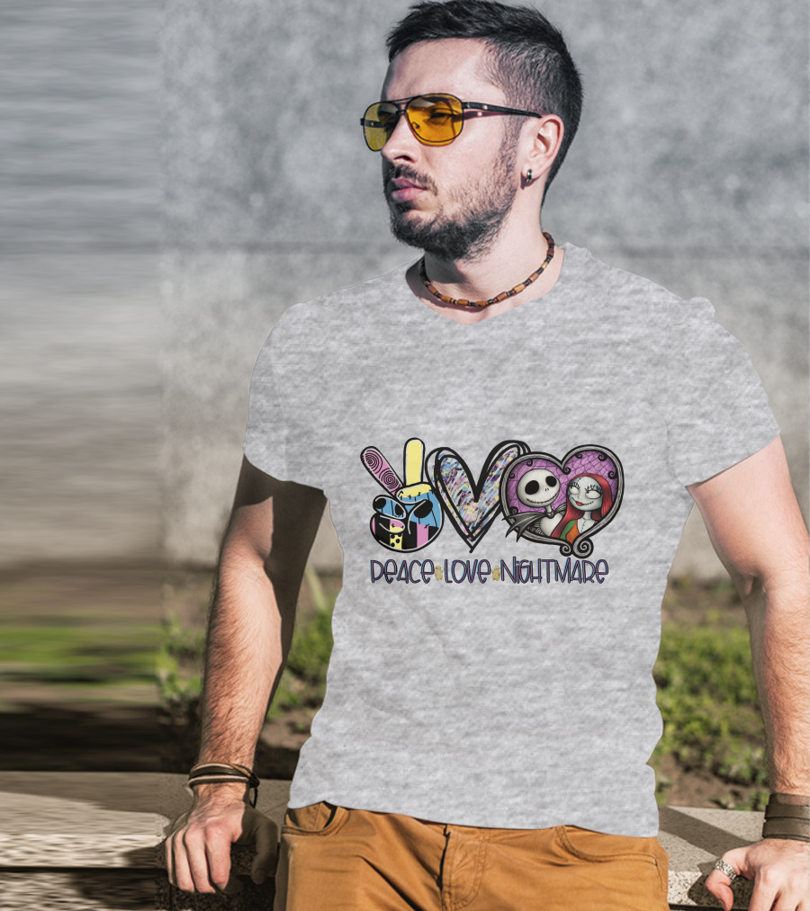Peace Love Nightmare Before Christmas Halloween T-Shirt