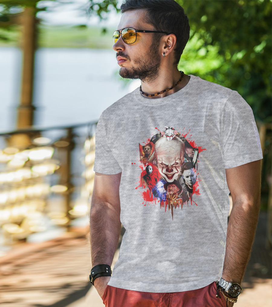 Halloween Killers Pennywise Michael Myers Freddy Krueger Jason Voorhees Jigsaw Horror Icons T-Shirt