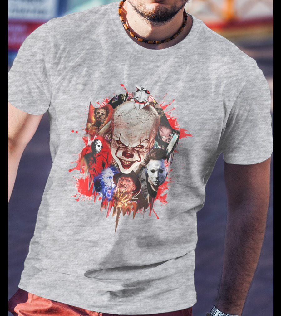 Halloween Killers Pennywise Michael Myers Freddy Krueger Jason Voorhees Jigsaw Horror Icons T-Shirt