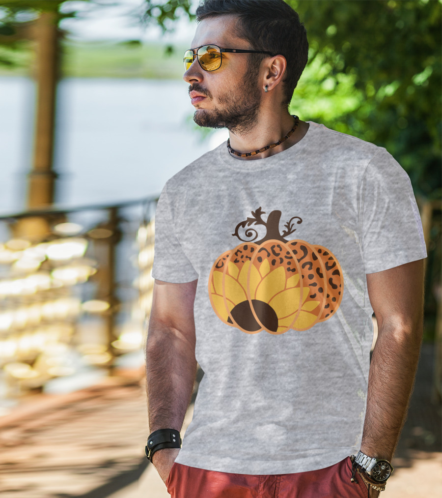 Sunflower Leopard Pumpkin Cheetah Pumpkin T-Shirt