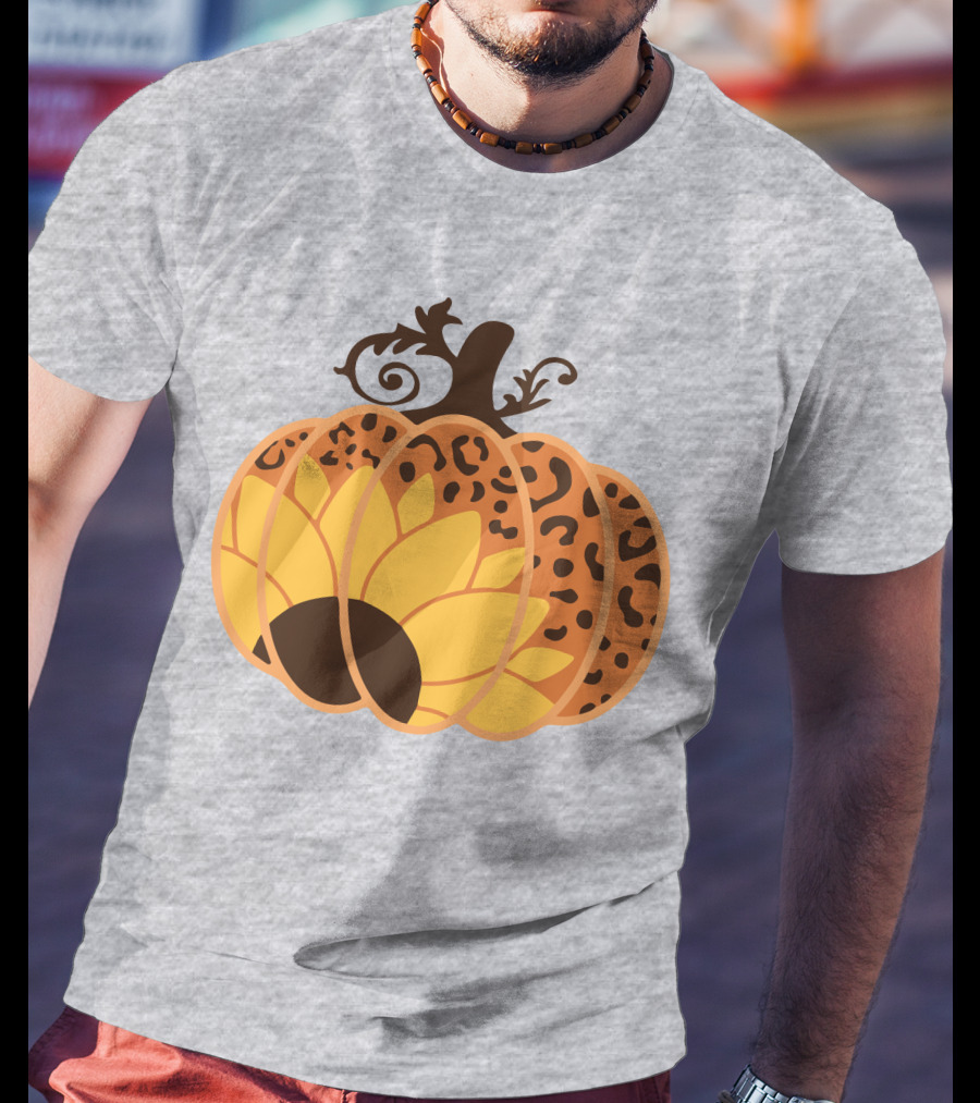 Sunflower Leopard Pumpkin Cheetah Pumpkin T-Shirt