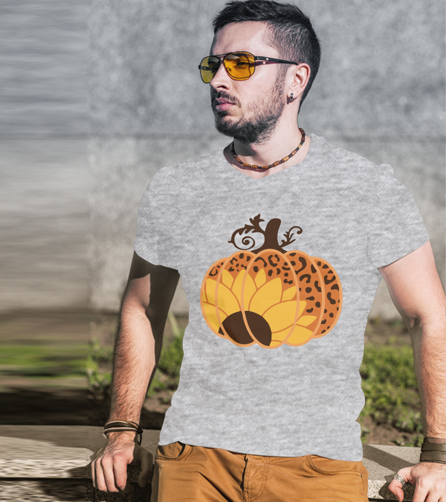 Sunflower Leopard Pumpkin Cheetah Pumpkin T-Shirt