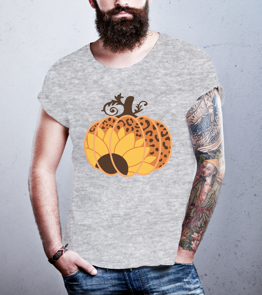 Sunflower Leopard Pumpkin Cheetah Pumpkin T-Shirt