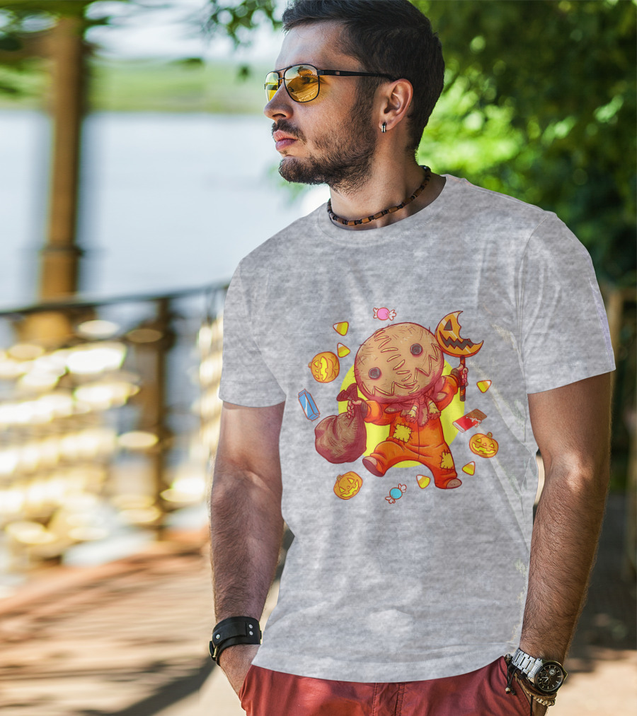 Trick R Treat Sam Halloween Cute Funny Pumpkin Candy Sack T-Shirt