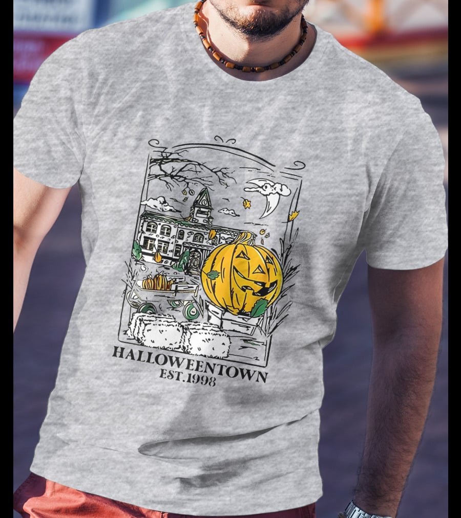 Halloweentown Est 1998 Jack-O'-Lantern And Haunted House Scene T-Shirt