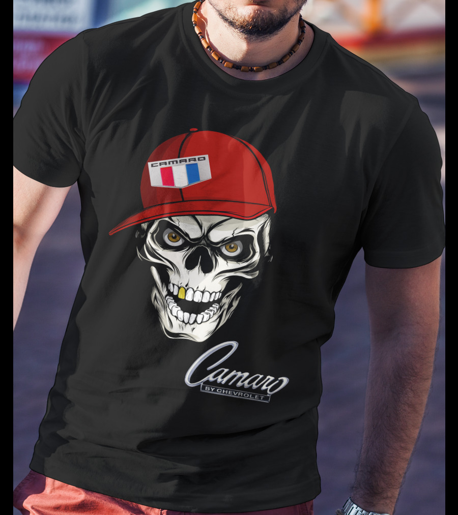 Camaro Skull With Red Cap By Chevrolet T-Shirt