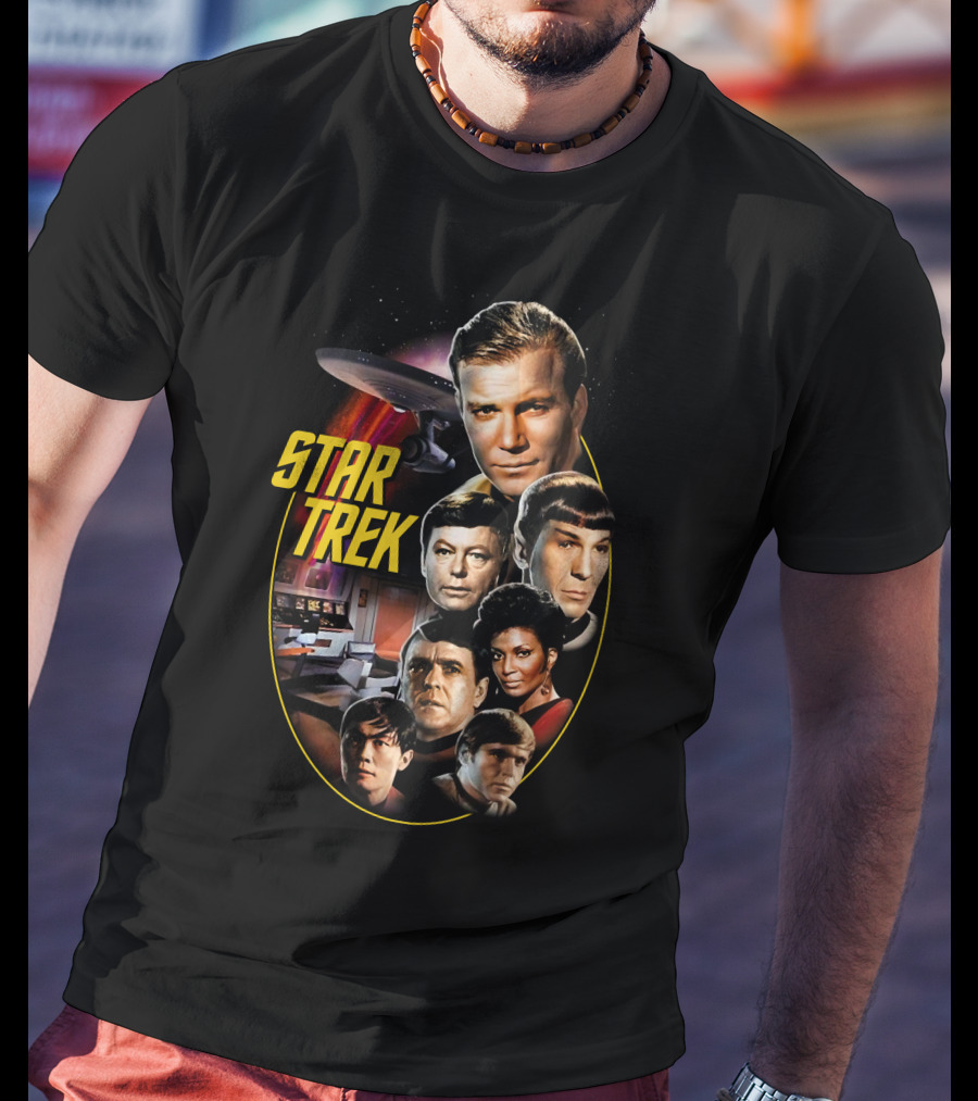 Star Trek Original Series Crew And Starship Enterprise T-Shirt