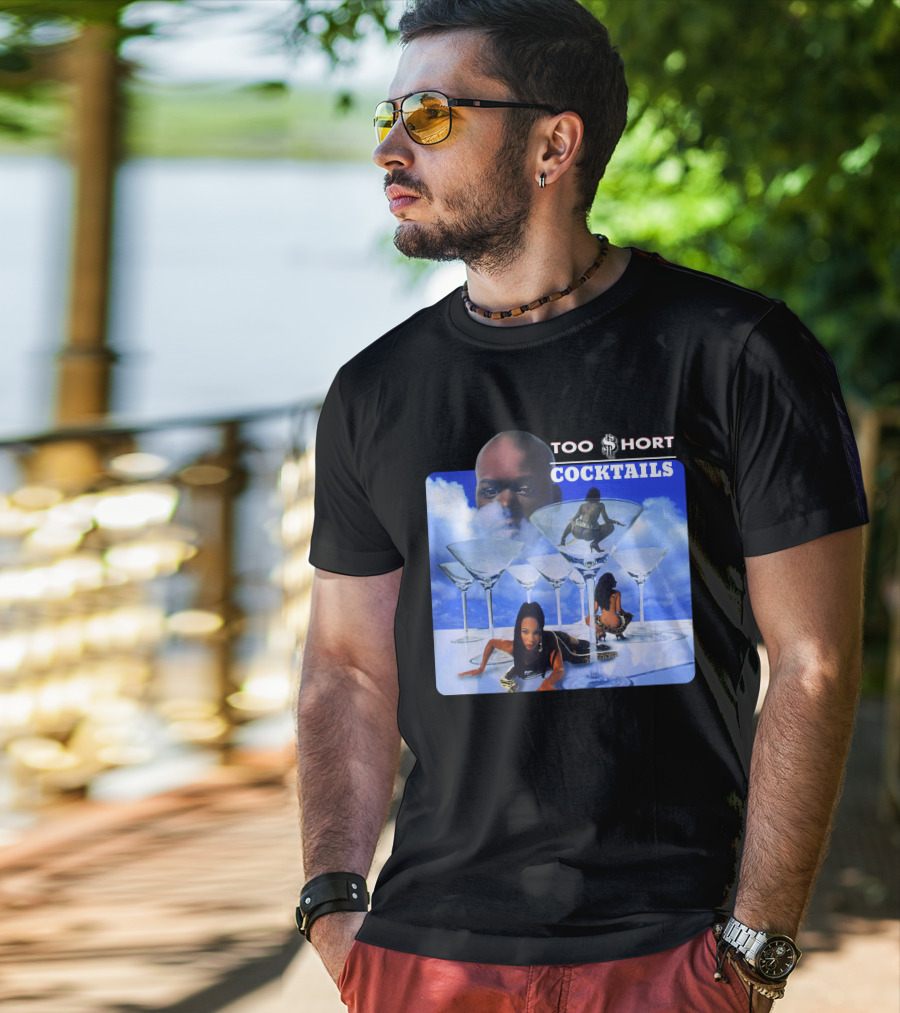 Too Short Cocktails Album Cover Sky And Martini Glasses T-Shirt