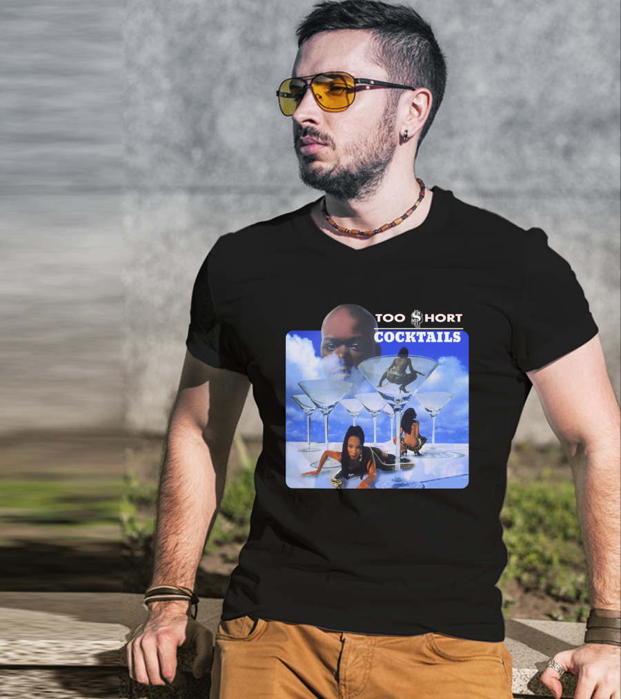 Too Short Cocktails Album Cover Sky And Martini Glasses T-Shirt