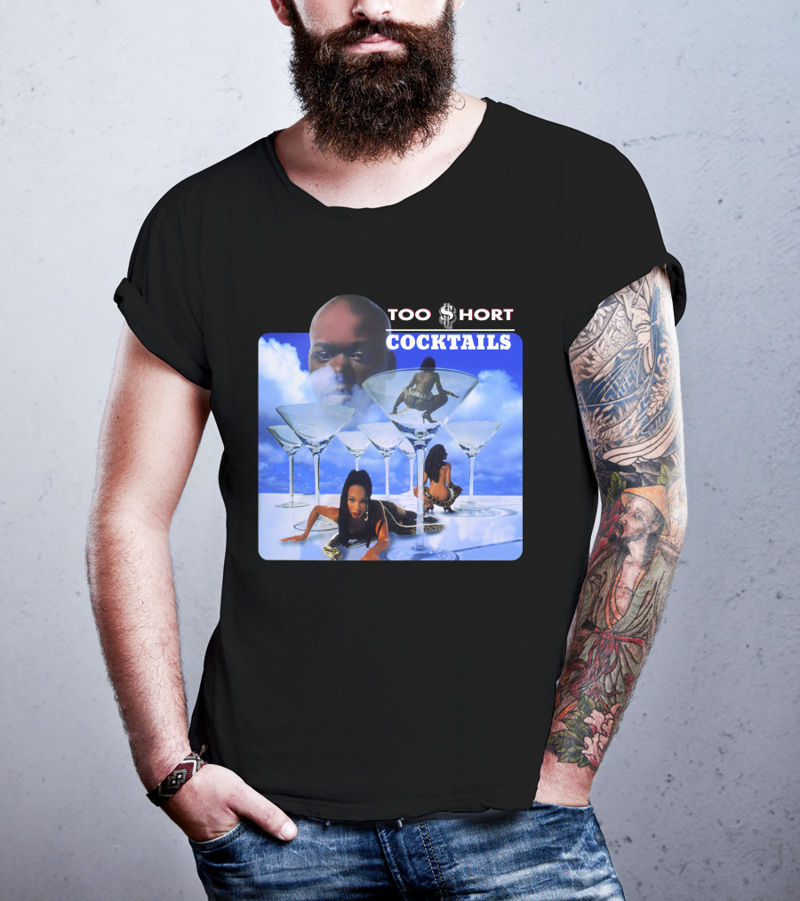 Too Short Cocktails Album Cover Sky And Martini Glasses T-Shirt
