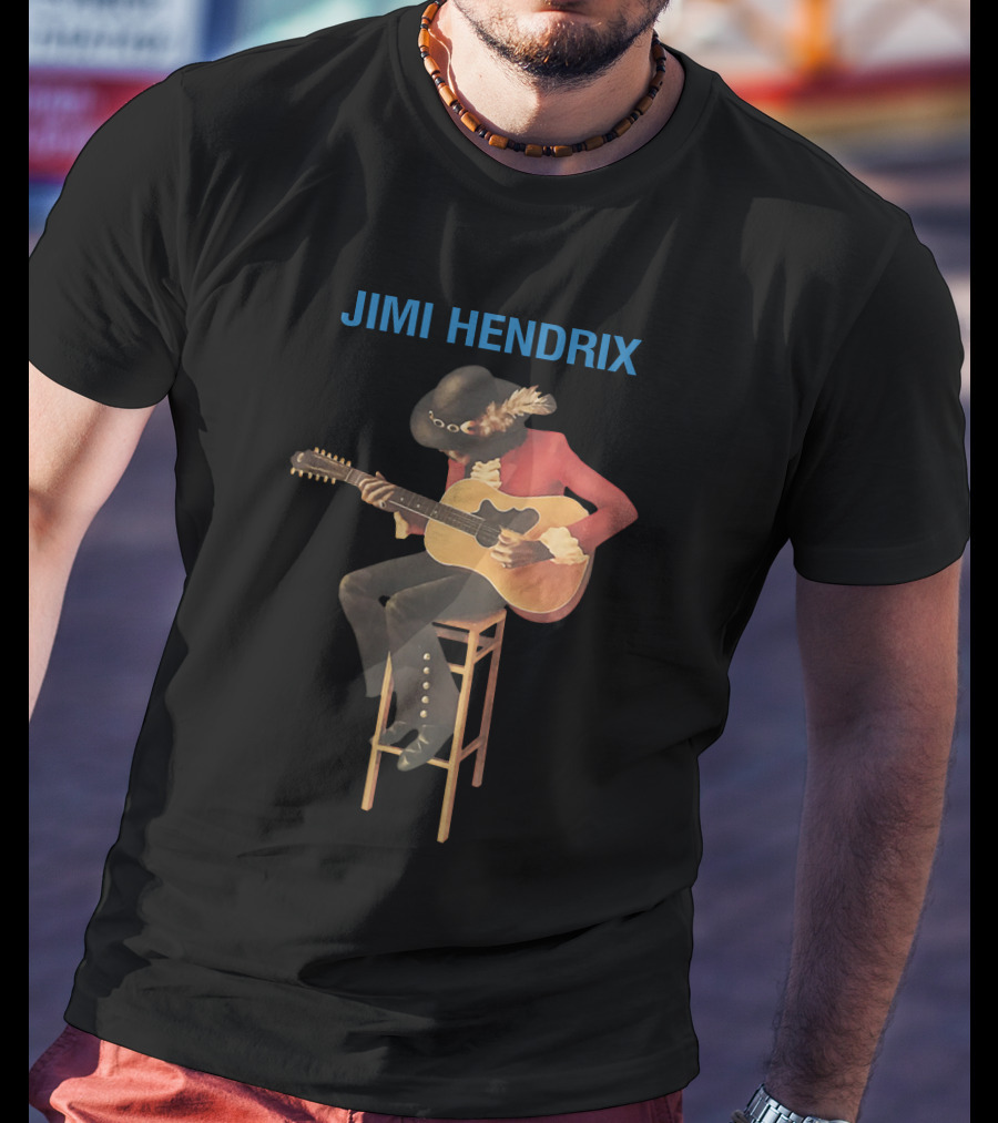 Jimi Hendrix Acoustic Guitar Stool Session T-Shirt