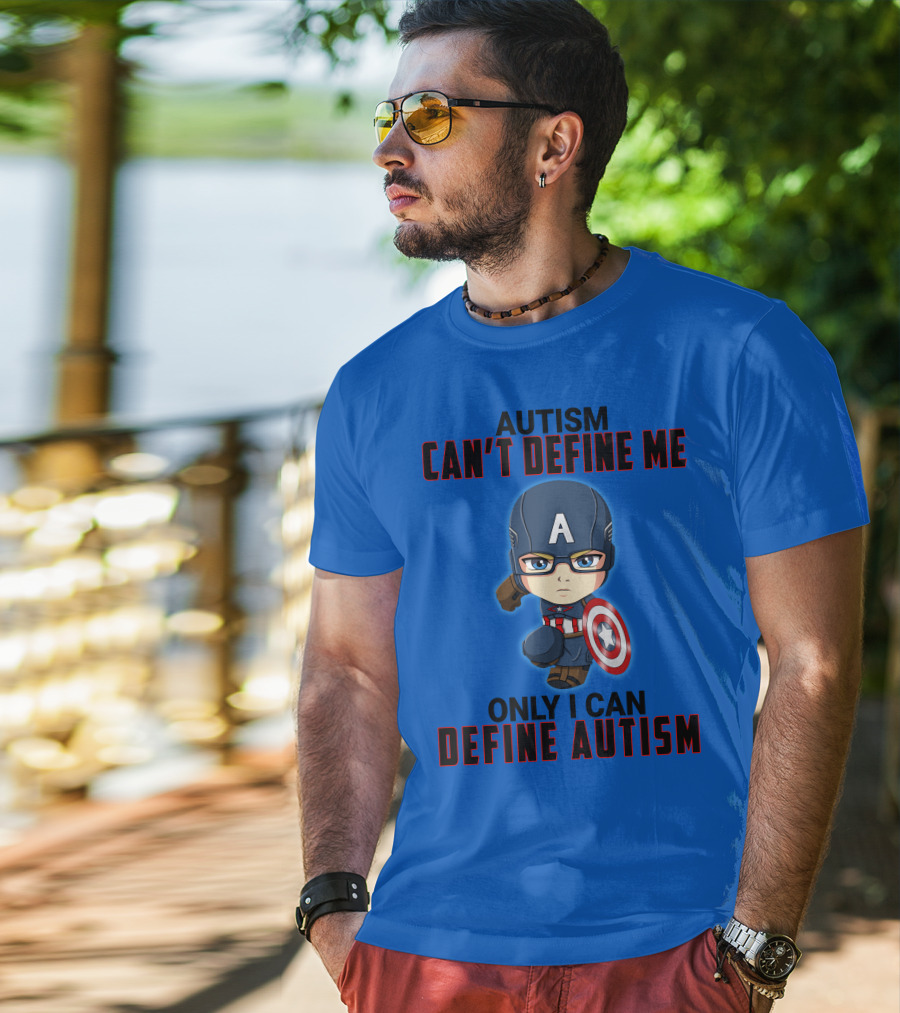 Autism Can't Define Me Only I Can Define Autism Captain Shield Character T-Shirt