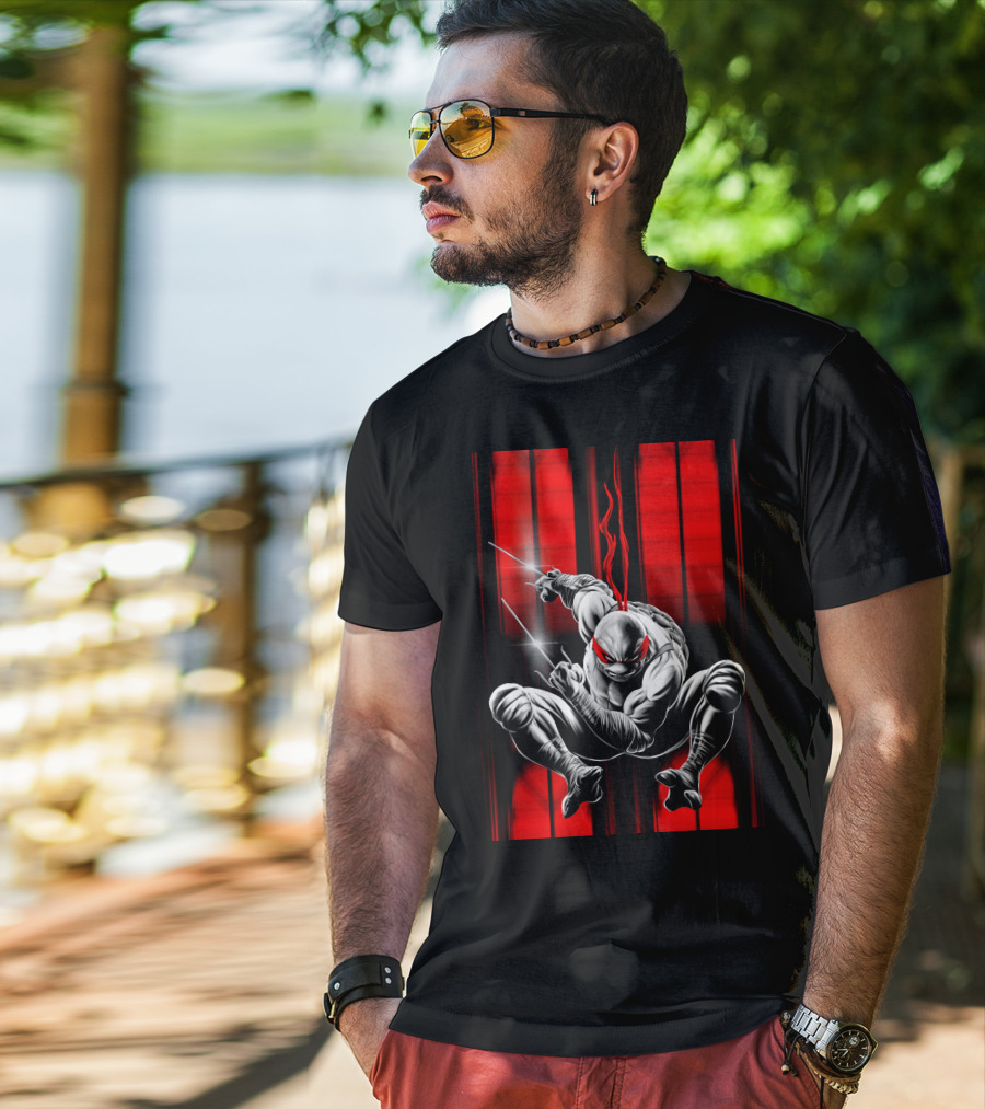 Raphael Ninja Turtle Red Bandana Sais Black And Red Stripes T-Shirt