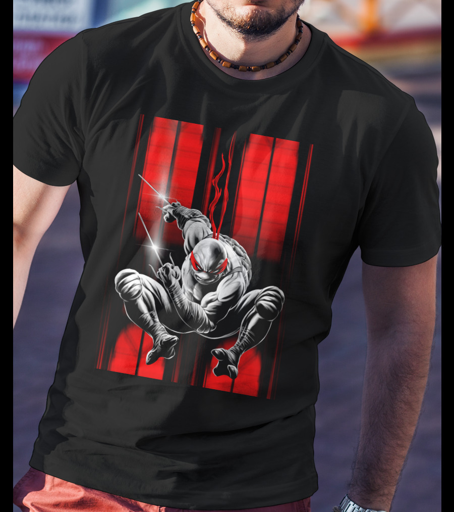 Raphael Ninja Turtle Red Bandana Sais Black And Red Stripes T-Shirt