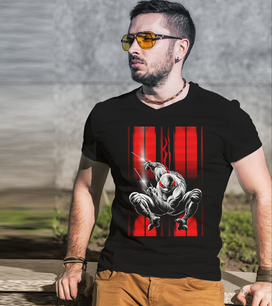 Raphael Ninja Turtle Red Bandana Sais Black And Red Stripes T-Shirt