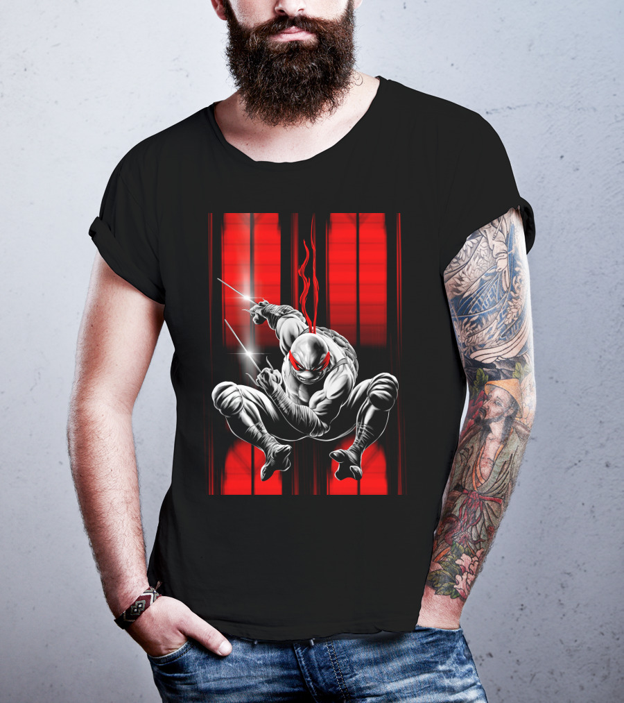 Raphael Ninja Turtle Red Bandana Sais Black And Red Stripes T-Shirt