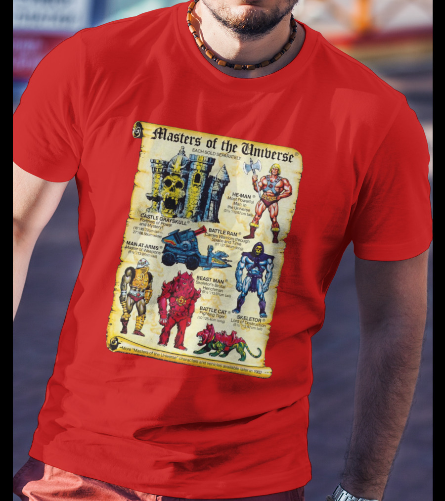Masters Of The Universe He-Man Castle Grayskull Skeletor Battle Ram Man-At-Arms Beast Man Battle Cat T-Shirt