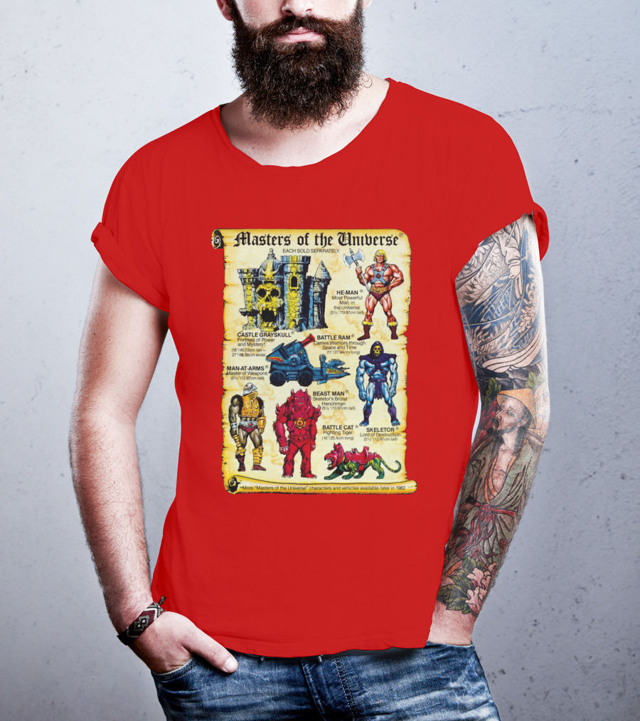 Masters Of The Universe He-Man Castle Grayskull Skeletor Battle Ram Man-At-Arms Beast Man Battle Cat T-Shirt