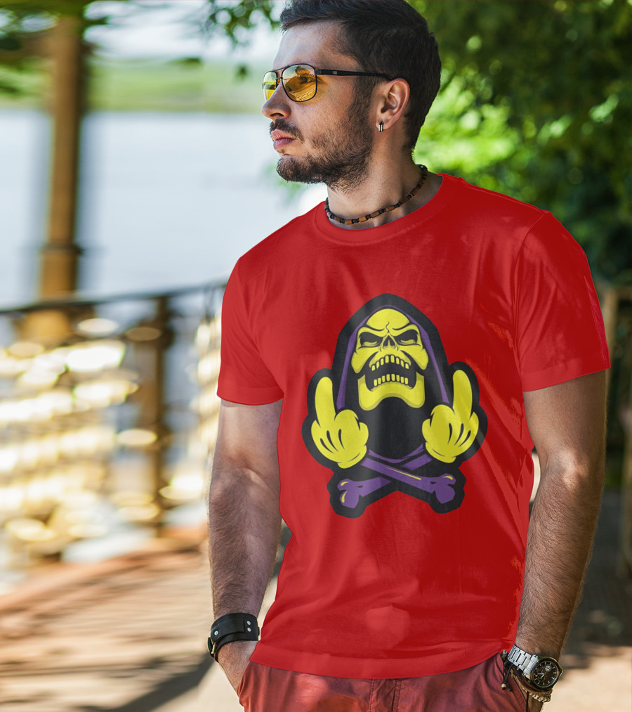 Skeletor Masters Of The Universe Skull Crossbones Gesture T-Shirt