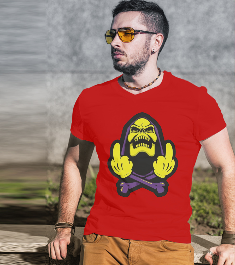 Skeletor Masters Of The Universe Skull Crossbones Gesture T-Shirt
