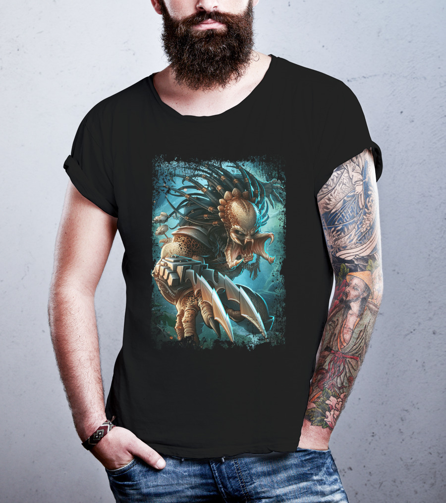 Predator Alien Sci-Fi Creature With Dreadlocks And Blades T-Shirt