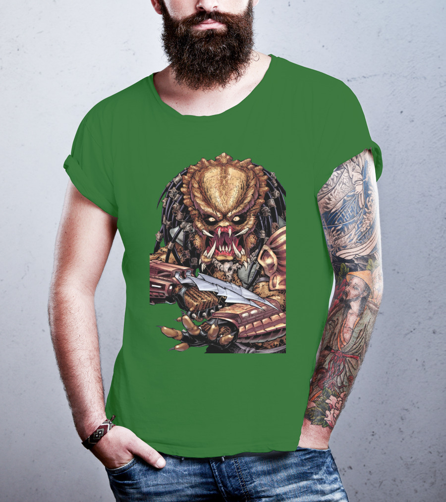 Predator Alien Holding Blade Comic T-Shirt