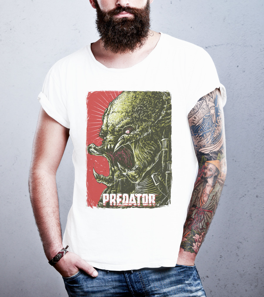 Predator Alien Creature Stylized Artwork Vintage Film T-Shirt