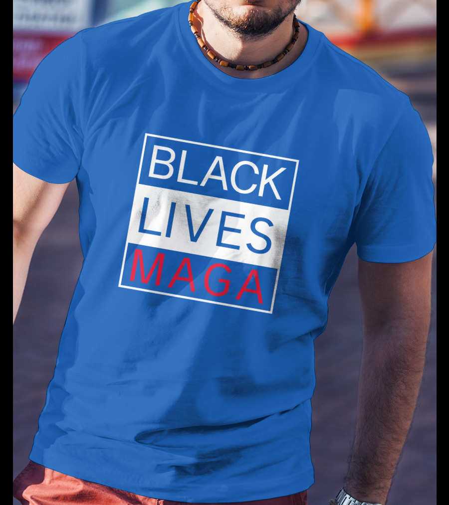 Black Lives Maga Textual Logo Design In Blue White And Red T-Shirt
