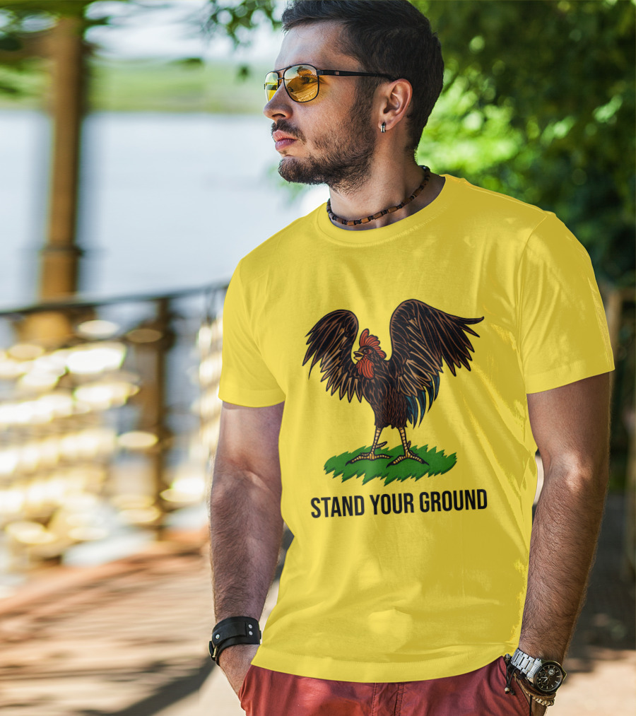 Stand Your Ground Rooster On Grass T-Shirt