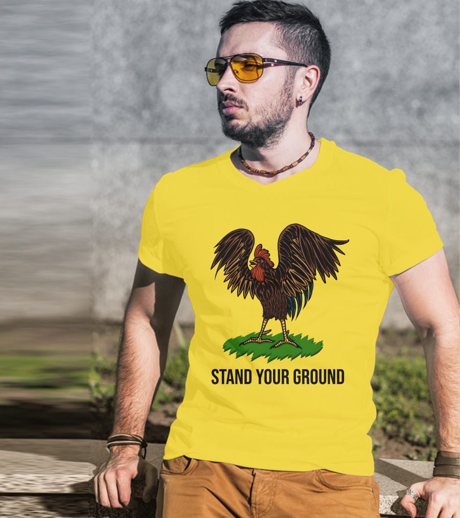 Stand Your Ground Rooster On Grass T-Shirt