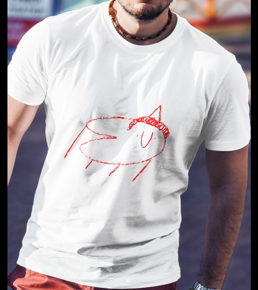 Men I Trust Oncle Jazz Poodle Red Crayon Sketch T-Shirt